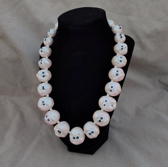 🌊🐚Pearl🐬Funny 🐚Face 🐚Necklace - Picture 2 of 14